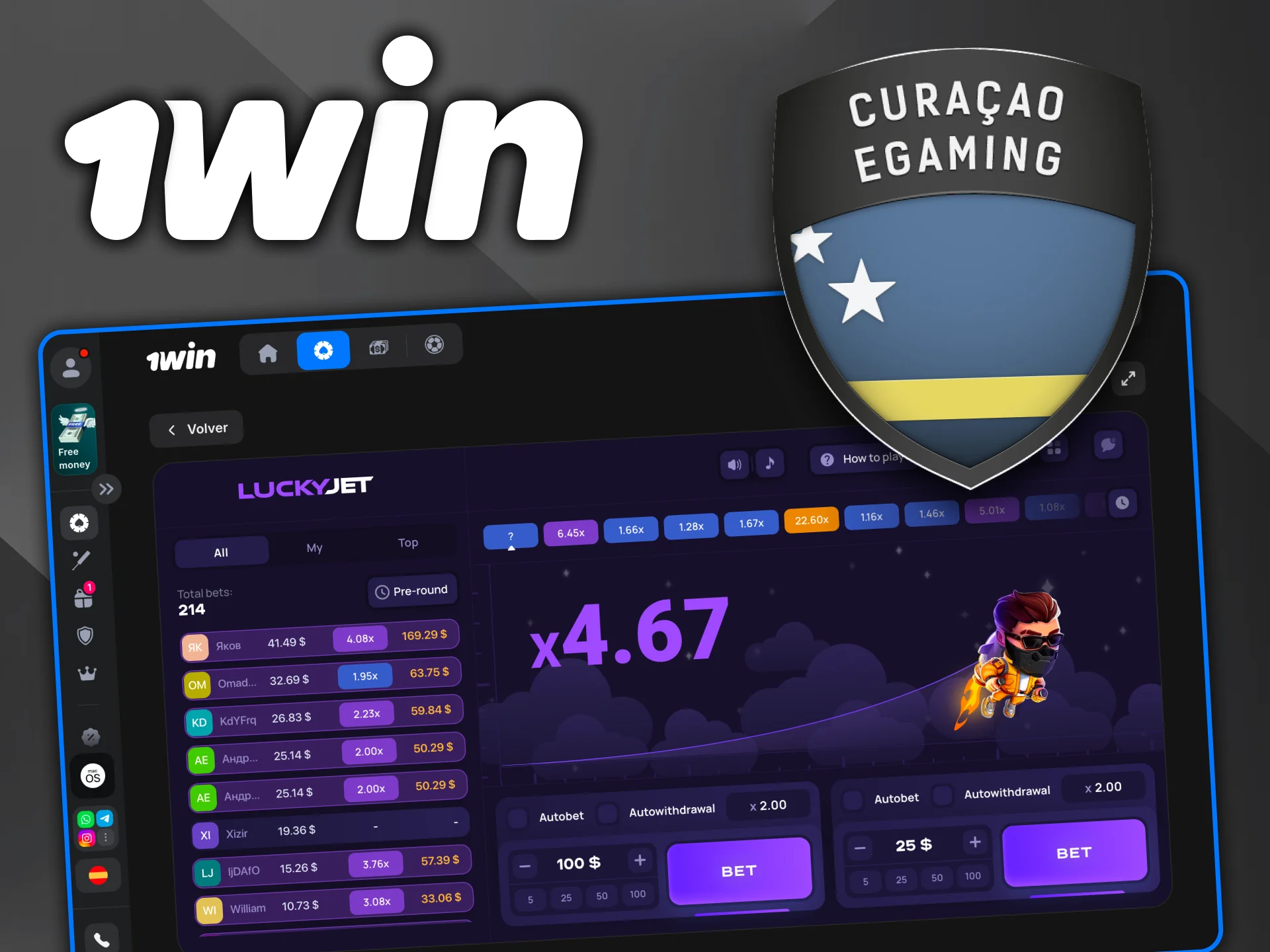 Juega Lucky Jet en 1win con total seguridad y disfruta partidas justas.