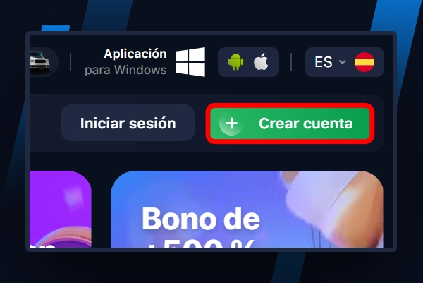 Regístrate en el sitio web oficial de 1Win.