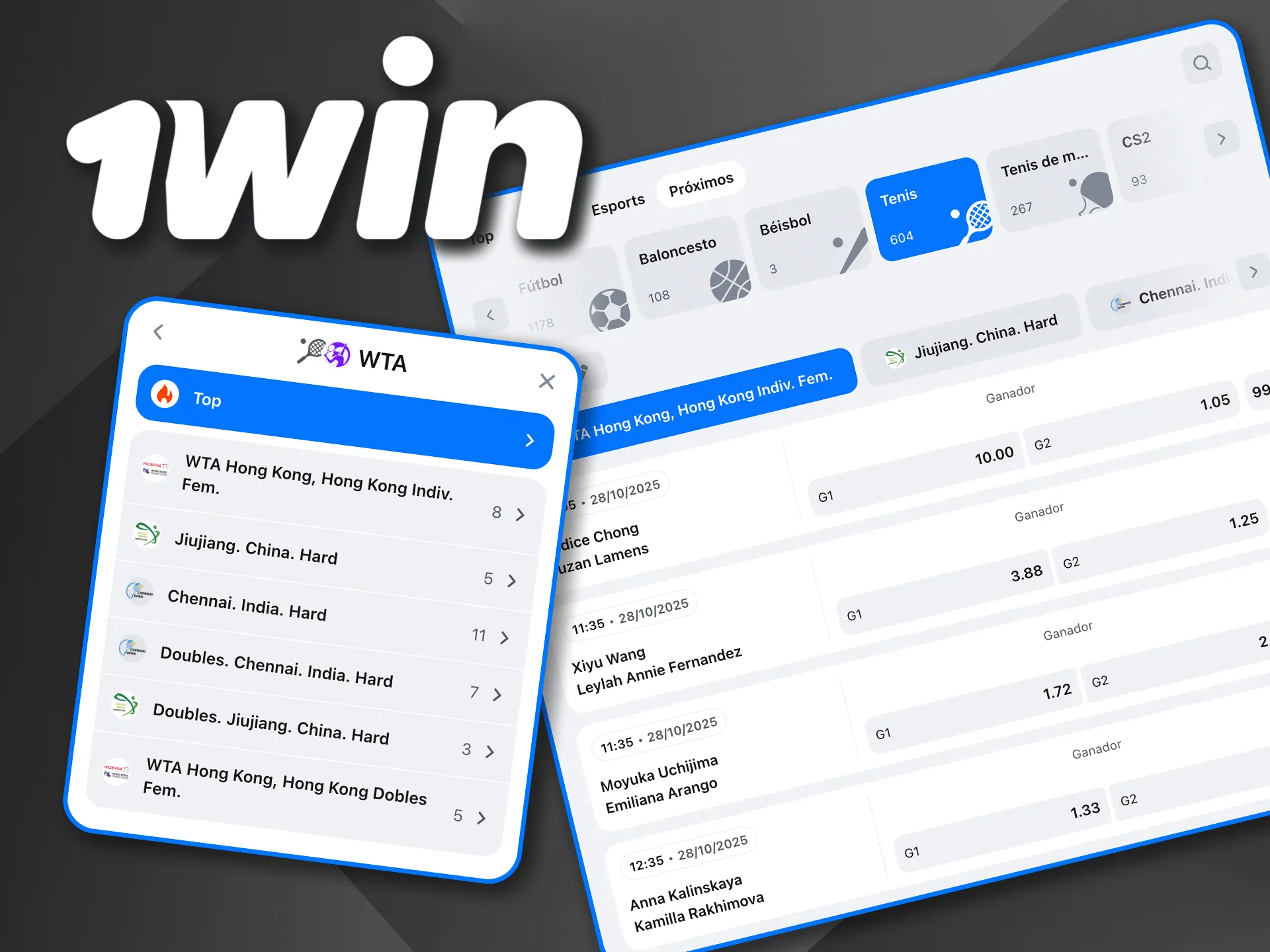 Descubre la asociación entre 1win y WTA, juega con inspiración.