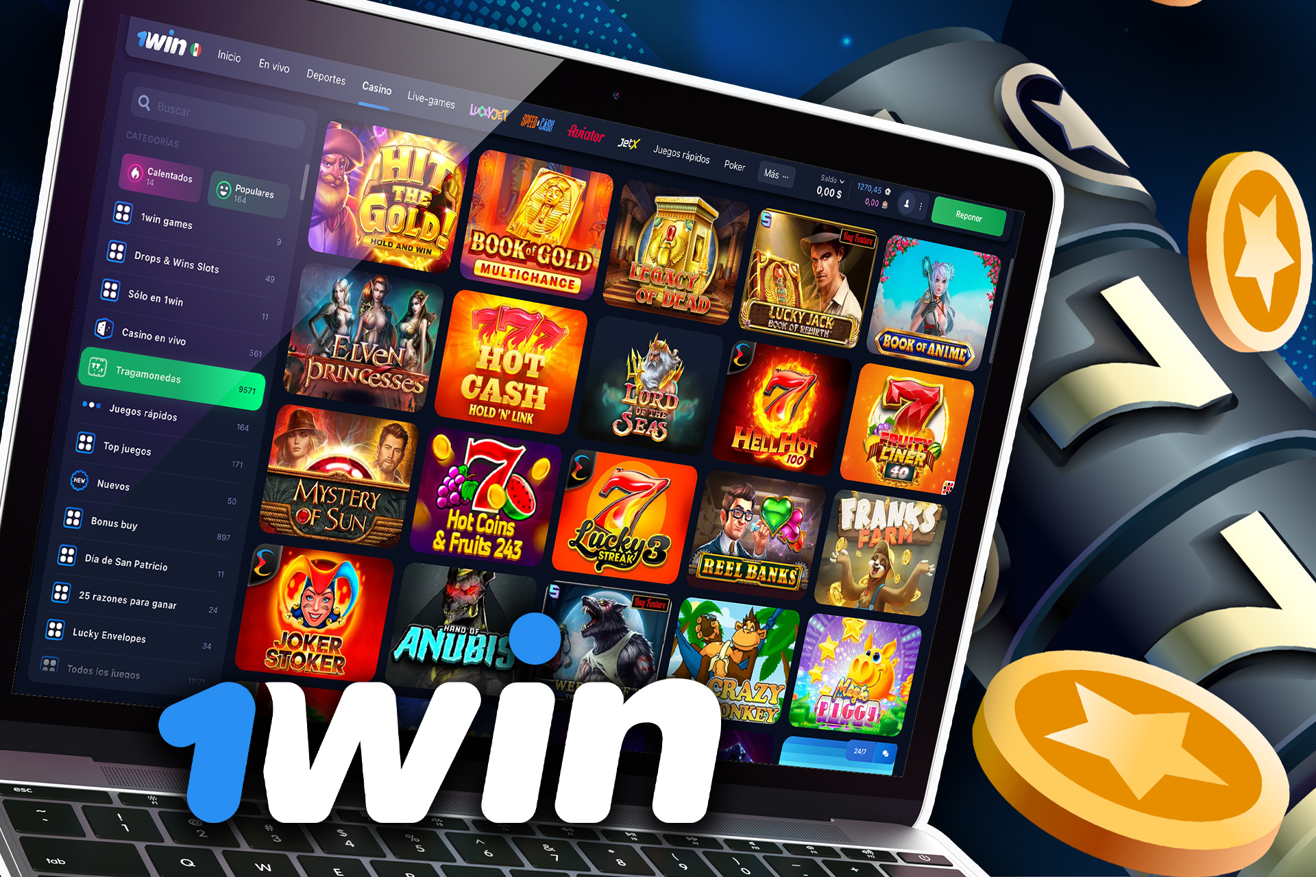 1win Casino ofrece tragaperras de desarrolladores de todo el mundo.