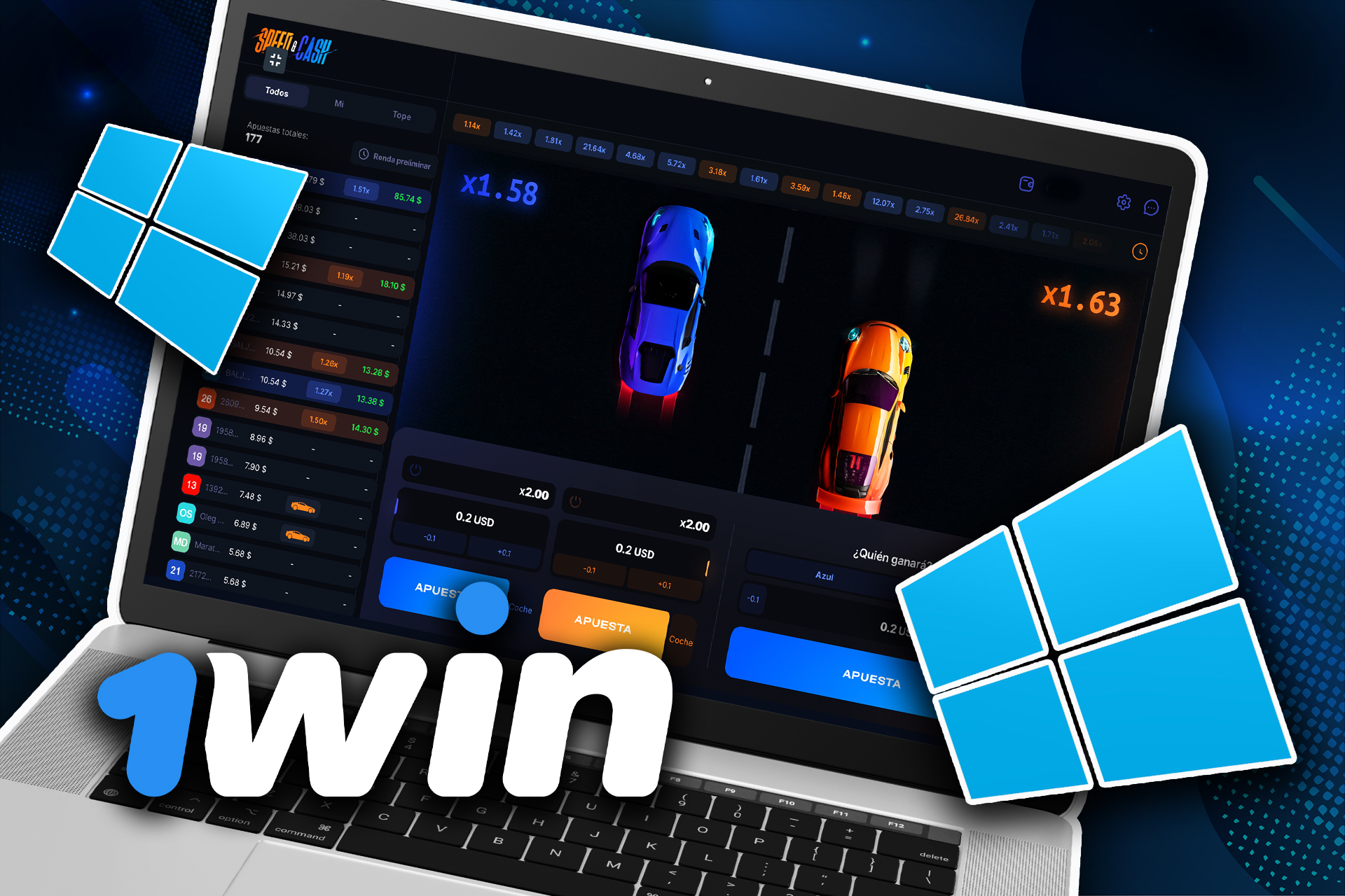 Para jugar a Speed and Cash desde tu ordenador, debes descargar la versión de escritorio de la aplicación 1win.
