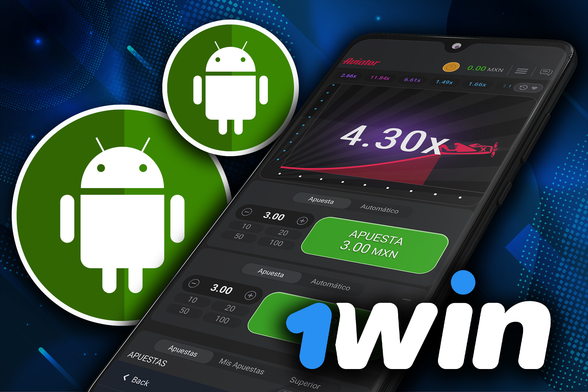 Descarga la aplicación 1win en tu teléfono para jugar a Aviator desde tu dispositivo Android.