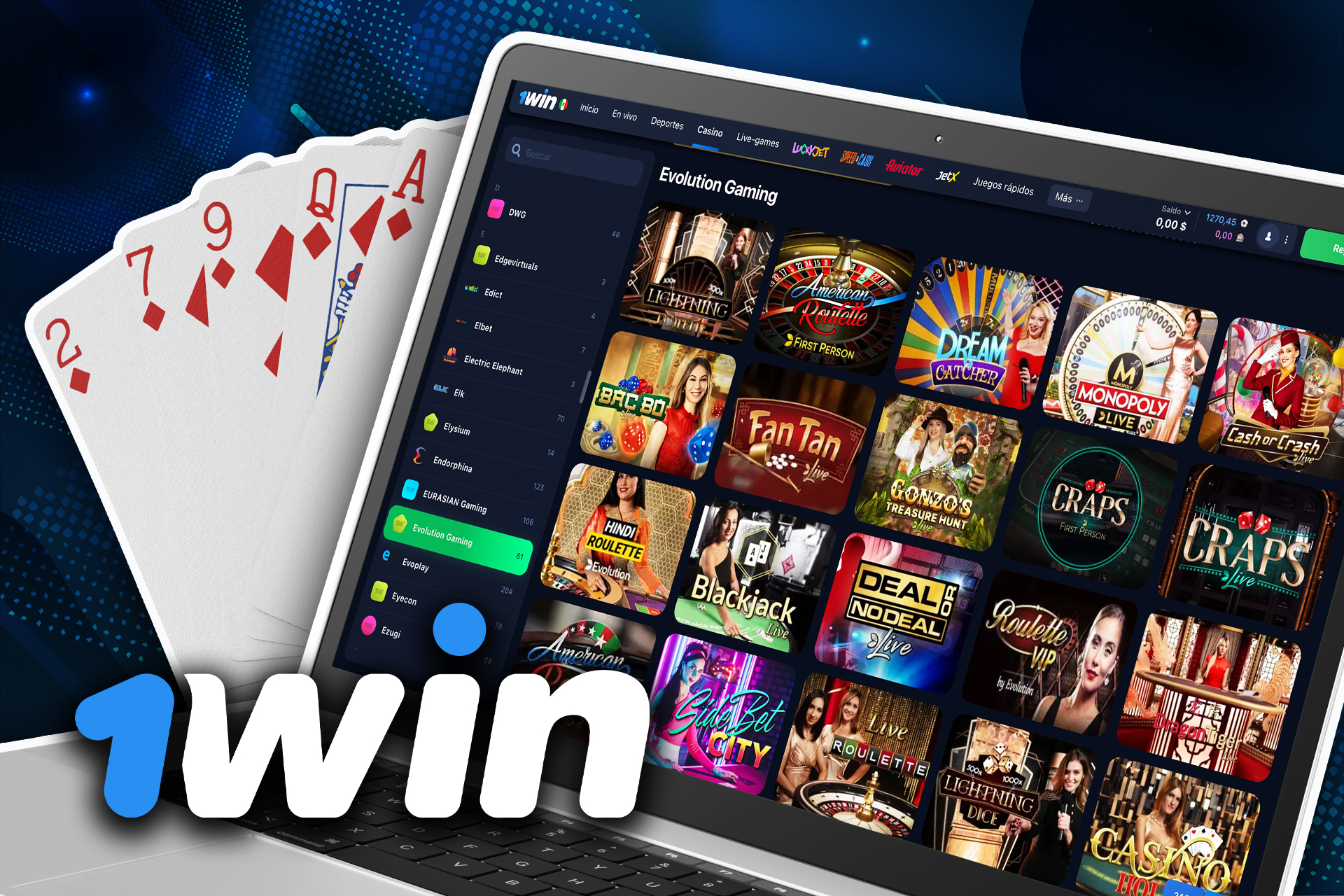 Evolution Gaming es especialista en juegos de cartas en línea para casinos 1win.