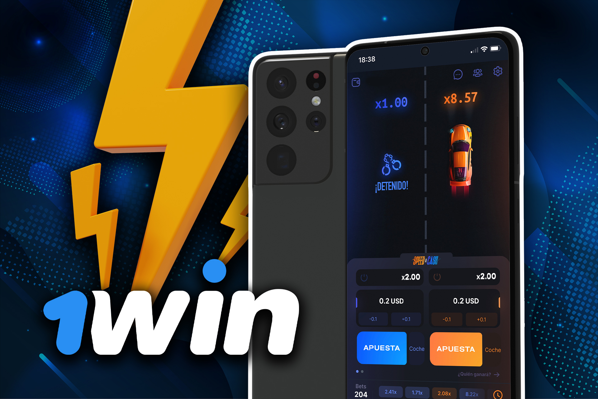 Instala la aplicación 1win para iOS y juega a Speed and Cash en tu iPhone.