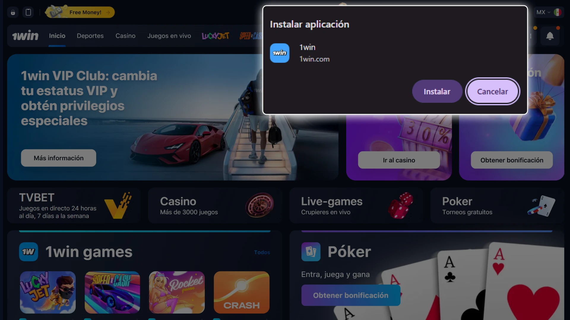 Confirma la instalacion oficial de la aplicacion 1Win y agrega un acceso directo en tu dispositivo.