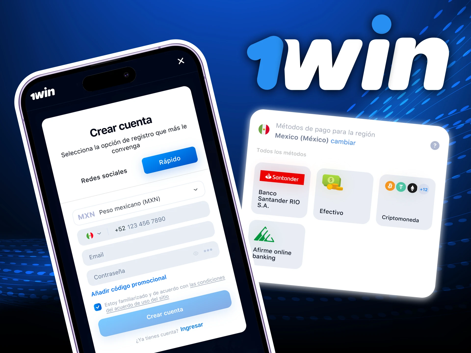Aprende a jugar y apostar en la app oficial 1Win con saldo real desde tu movil.
