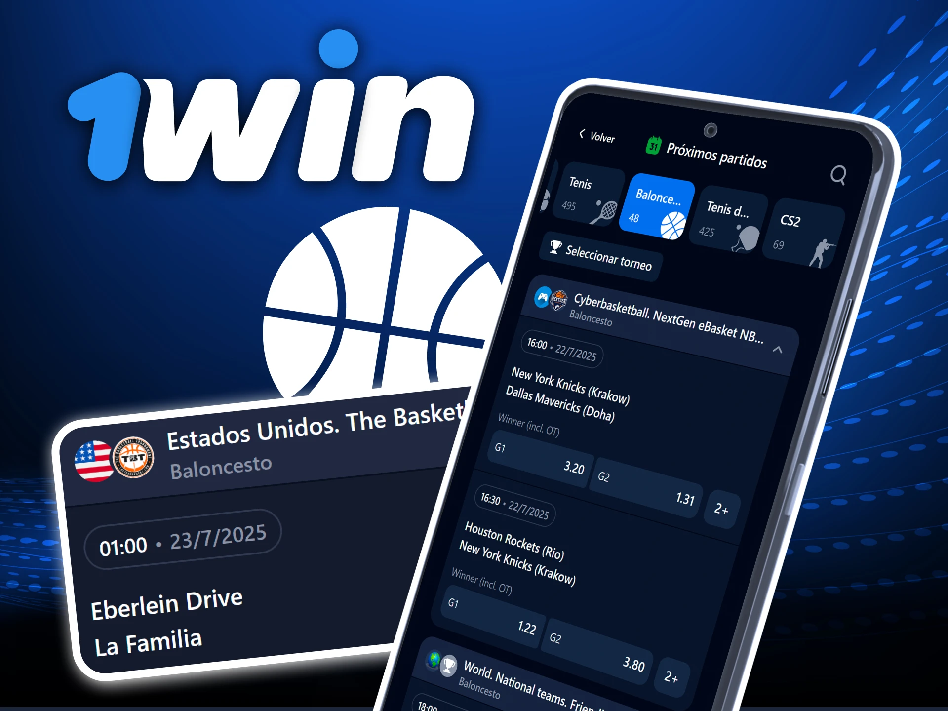 Apuestas en básquet con la app oficial 1Win en NBA, Euroliga y ligas latinoamericanas.