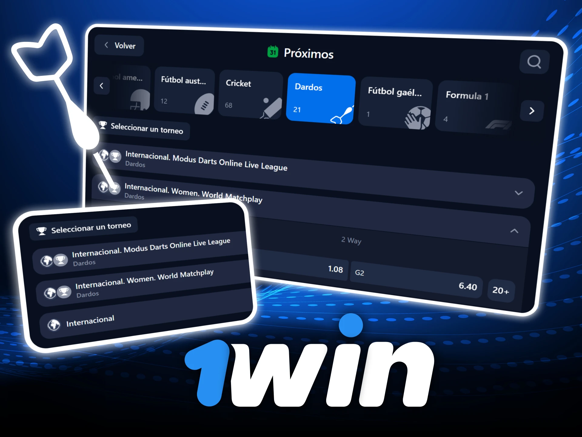 Apuesta en dardos con mercados precisos en el sitio oficial de 1Win casino y sigue los mejores torneos.