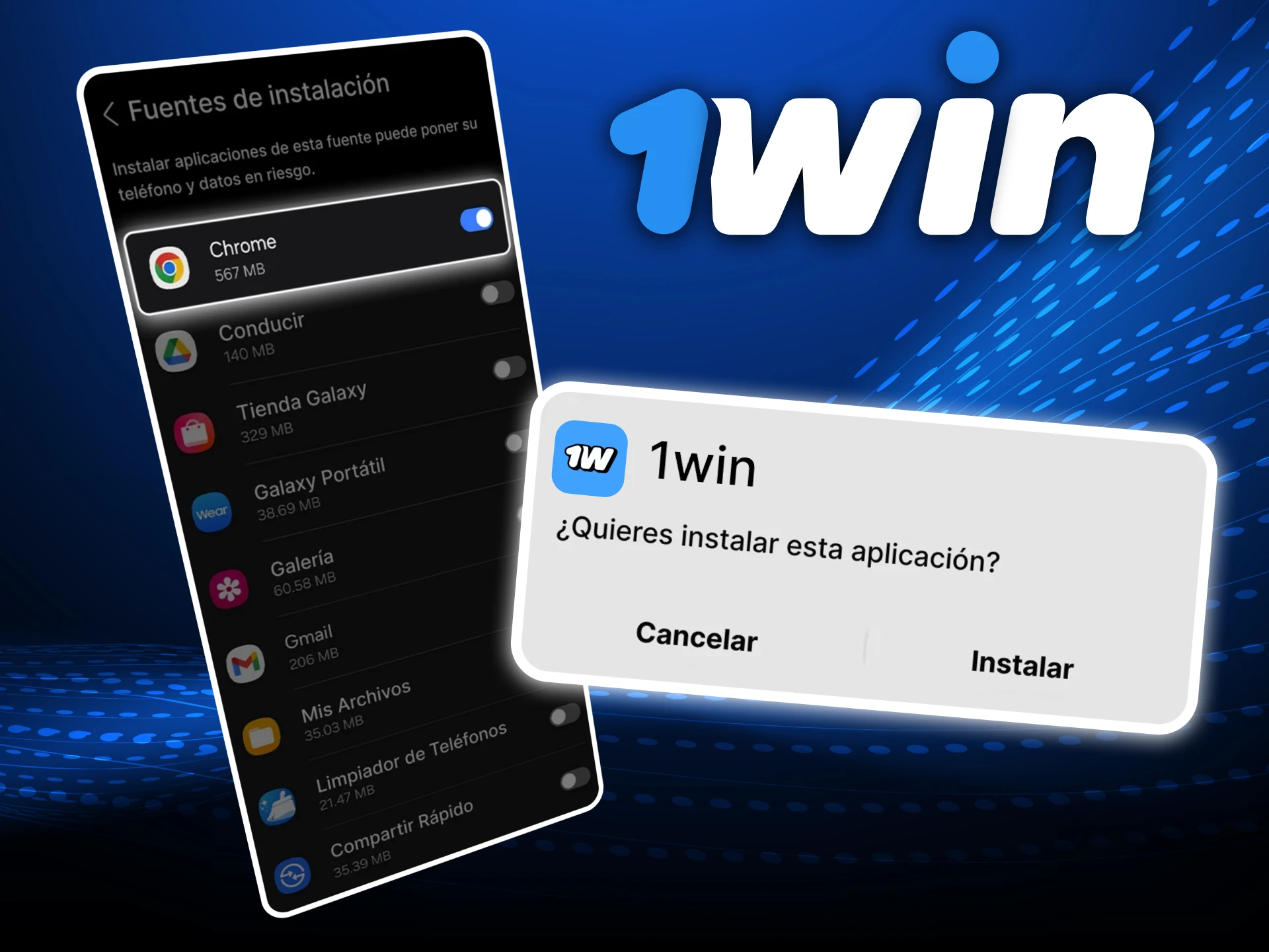 Descarga e instala la app oficial 1Win en Android siguiendo unos simples pasos desde el navegador.