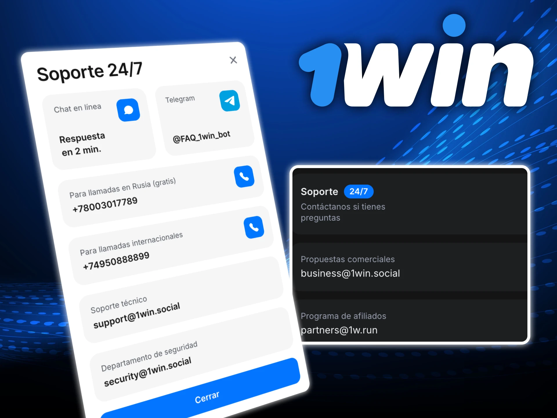 Los jugadores pueden contactar con el servicio de soporte del casino en línea 1win en cualquier momento.
