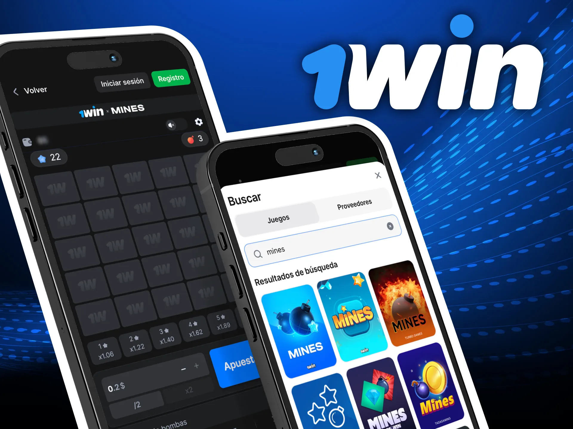 Descarga la aplicación de Casino Online 1win y juega juegos de Minas en tu teléfono.