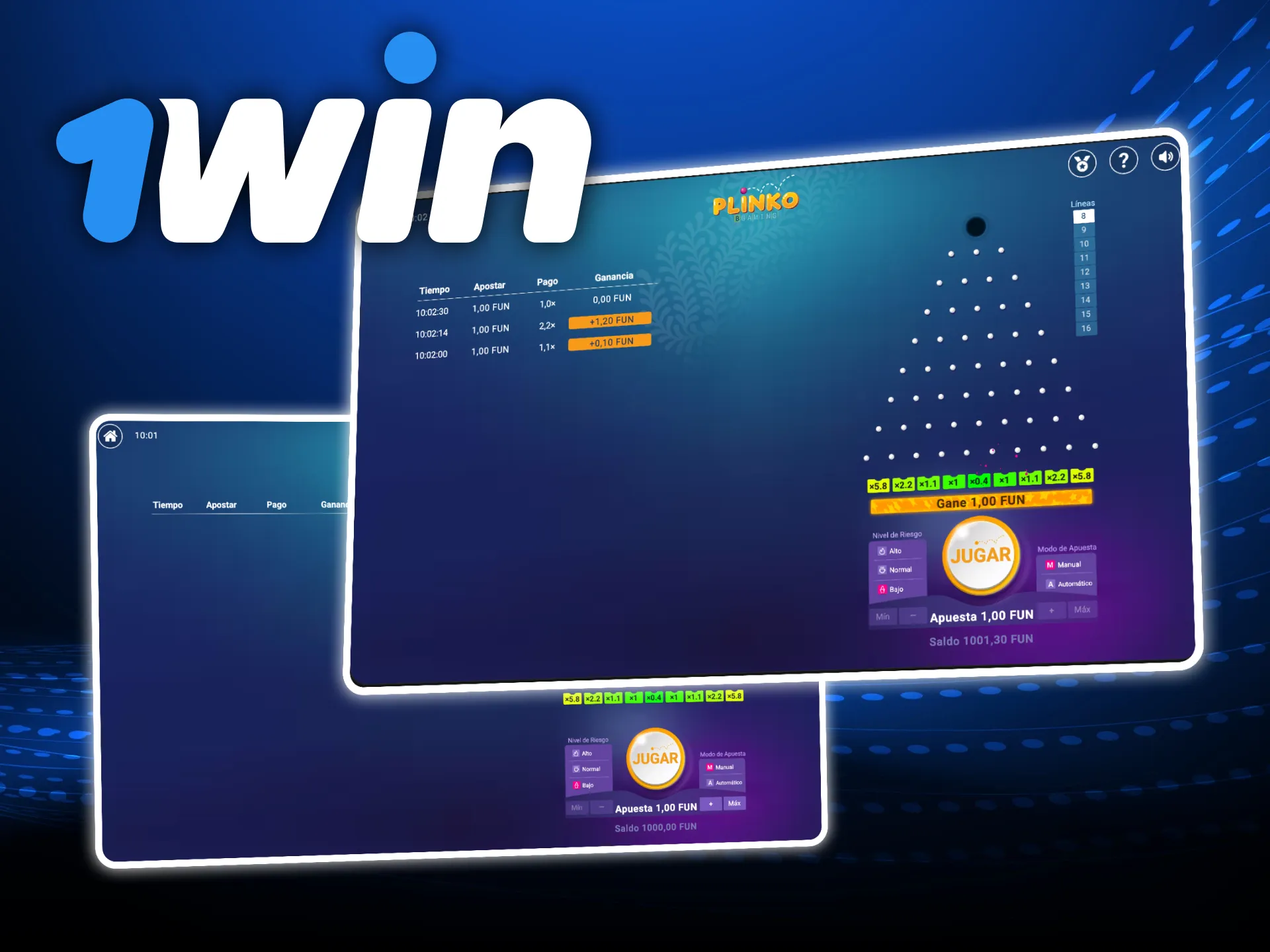 Prueba a jugar al juego plinko en el casino online 1win en modo demo.