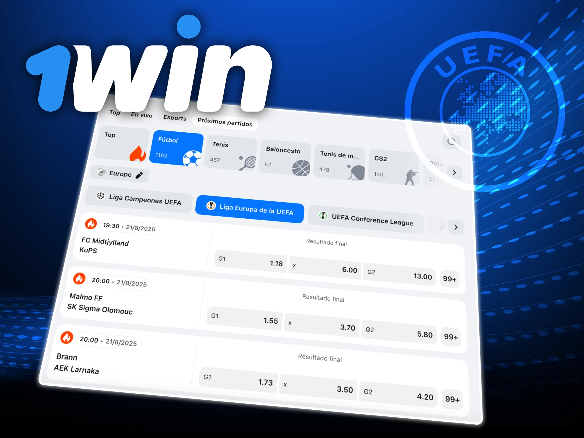 La UEFA es uno de los socios del casino online 1win.
