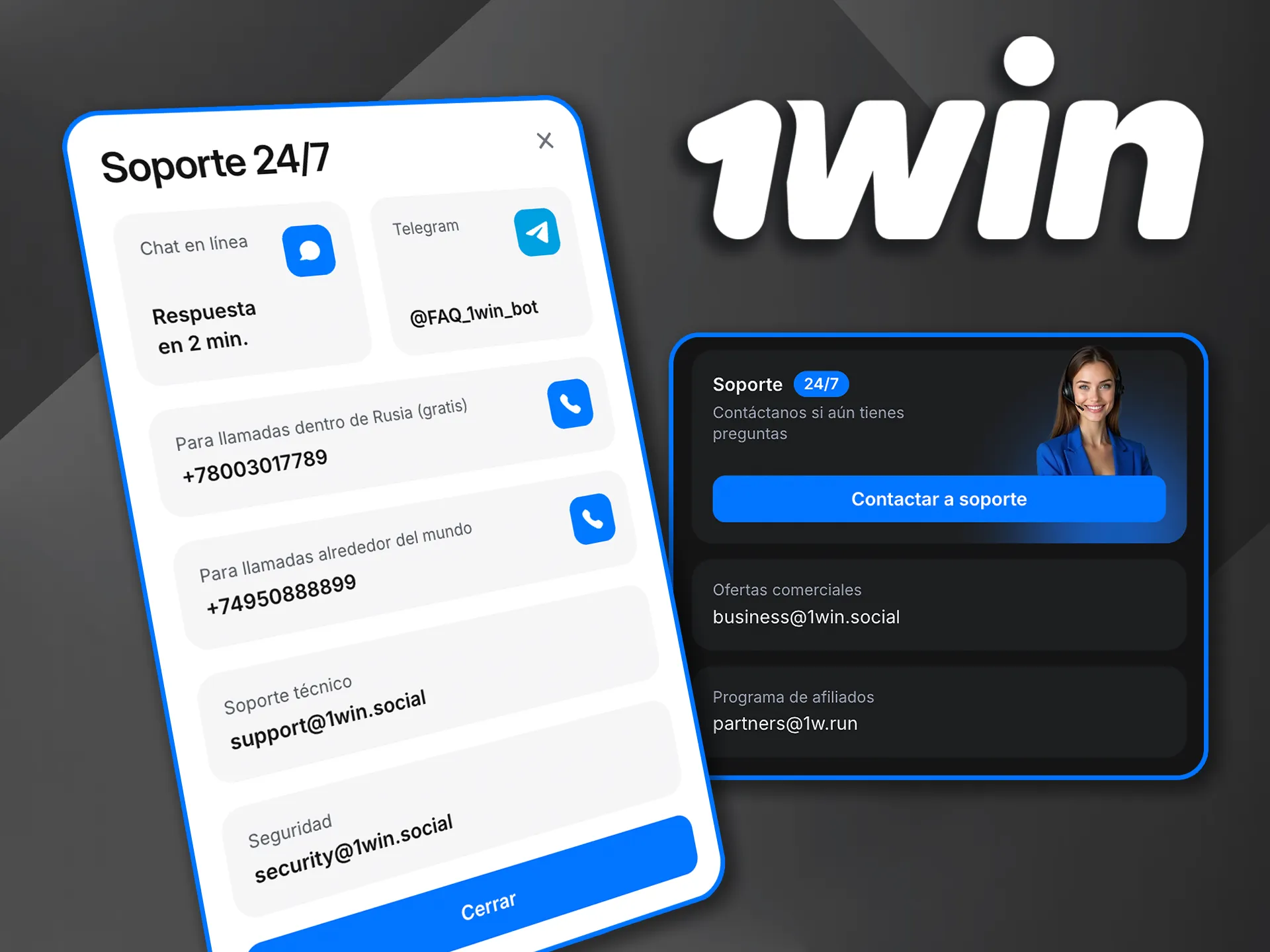 Contacta al equipo de soporte de 1win y recibe asistencia.