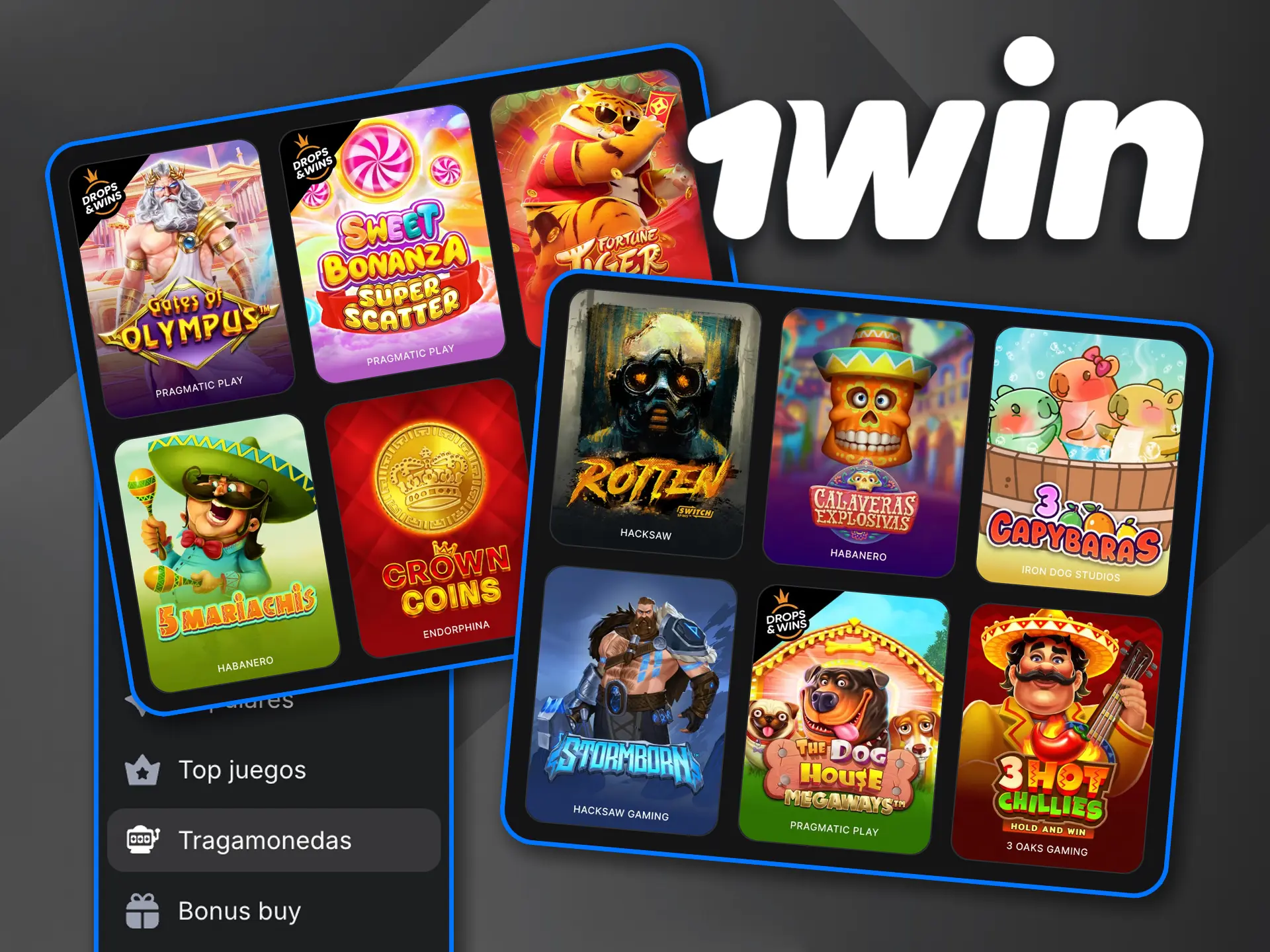 Gira las tragamonedas de 1win y busca grandes premios.