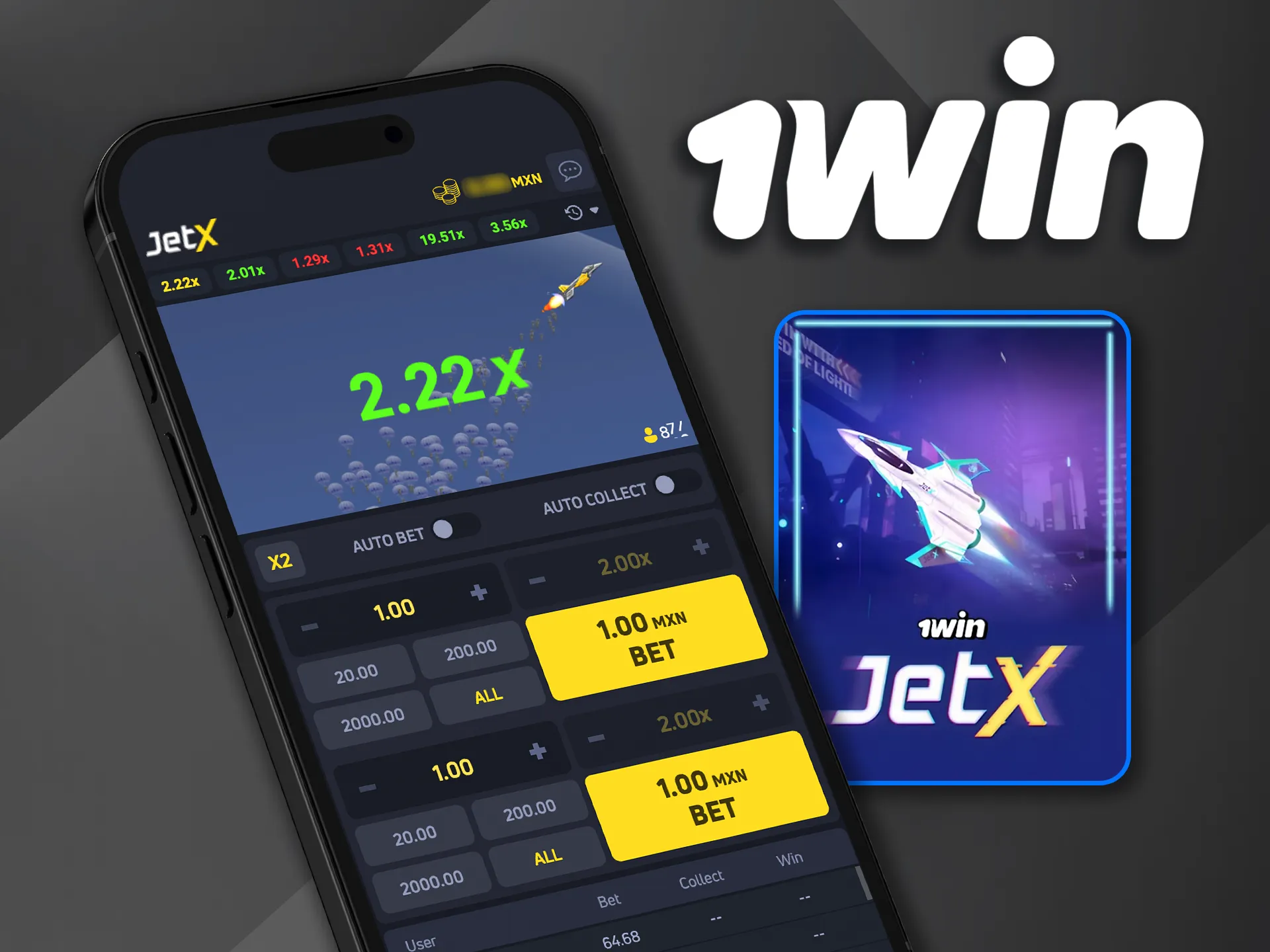 Descarga Jet X de 1win en iOS y juega con emoción en tu iPhone.