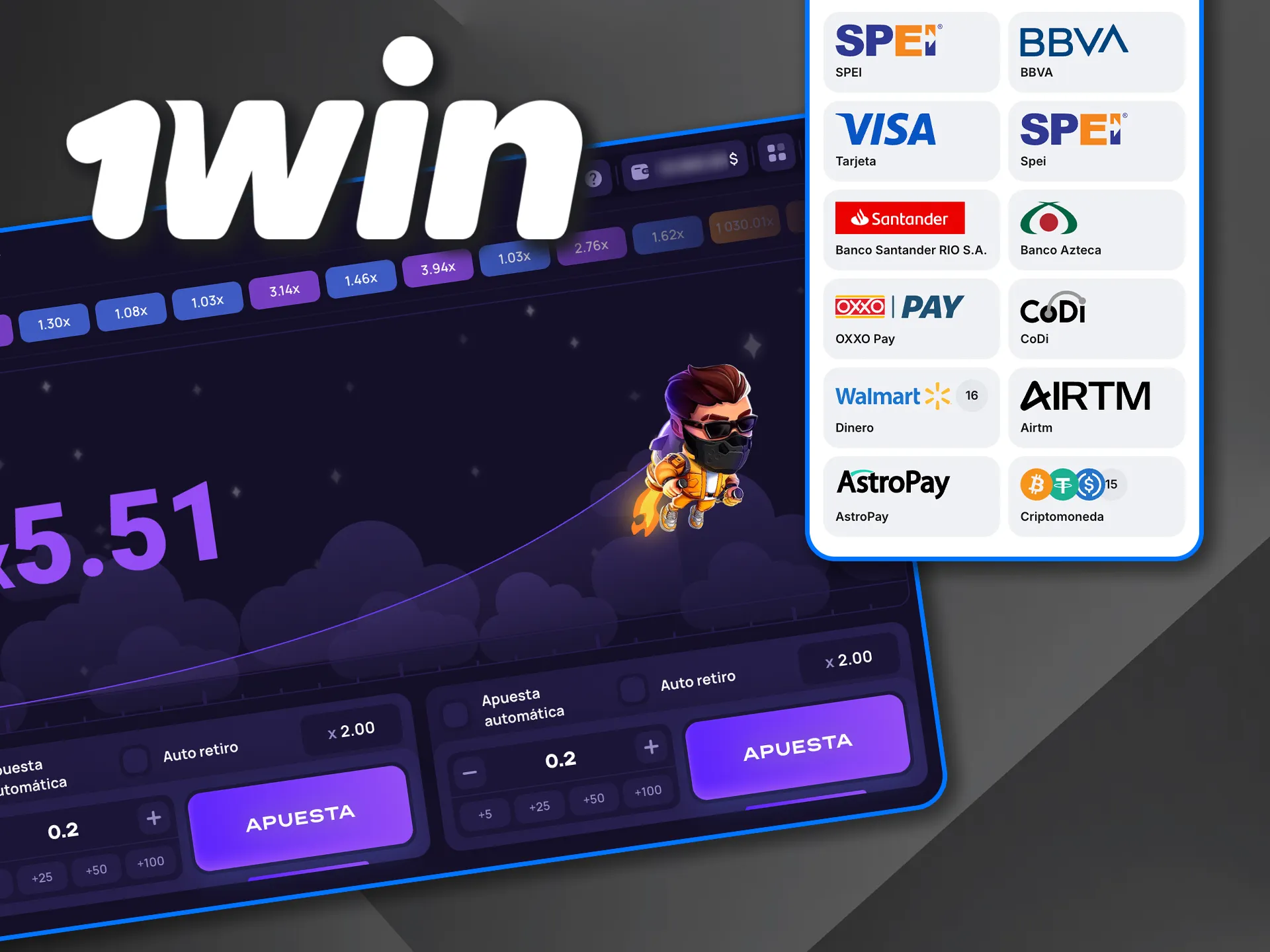 Depósita y retira fácilmente con los métodos de 1win Lucky Jet.