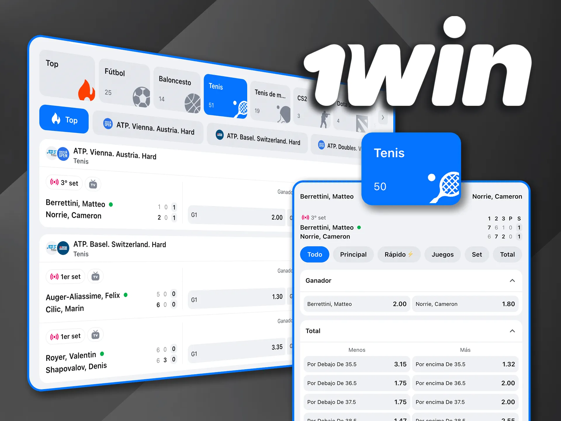 Juega y apuesta en tenis con 1Win para ganar más.