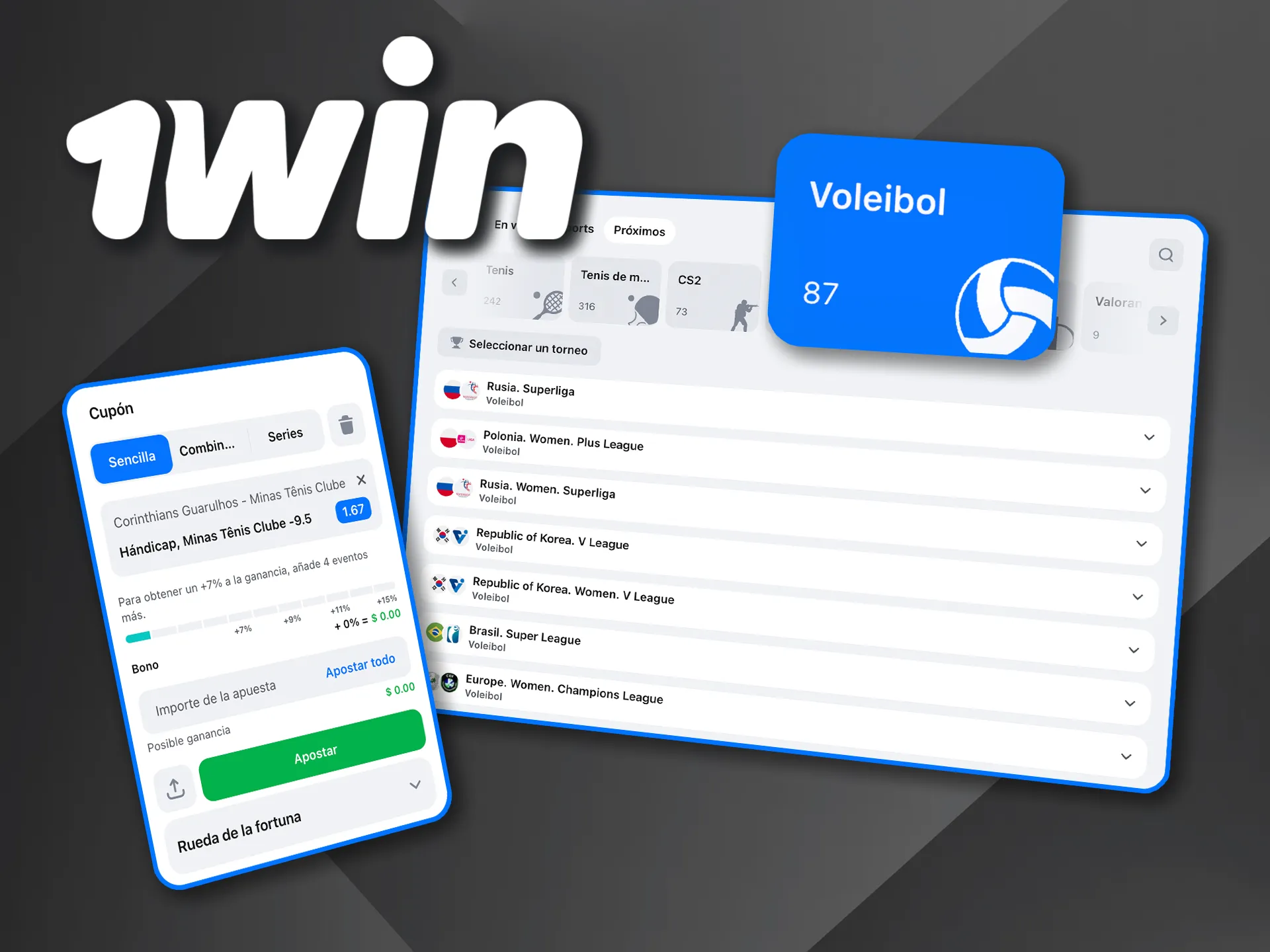 Pronostica puntos y victorias en voleibol con 1win.