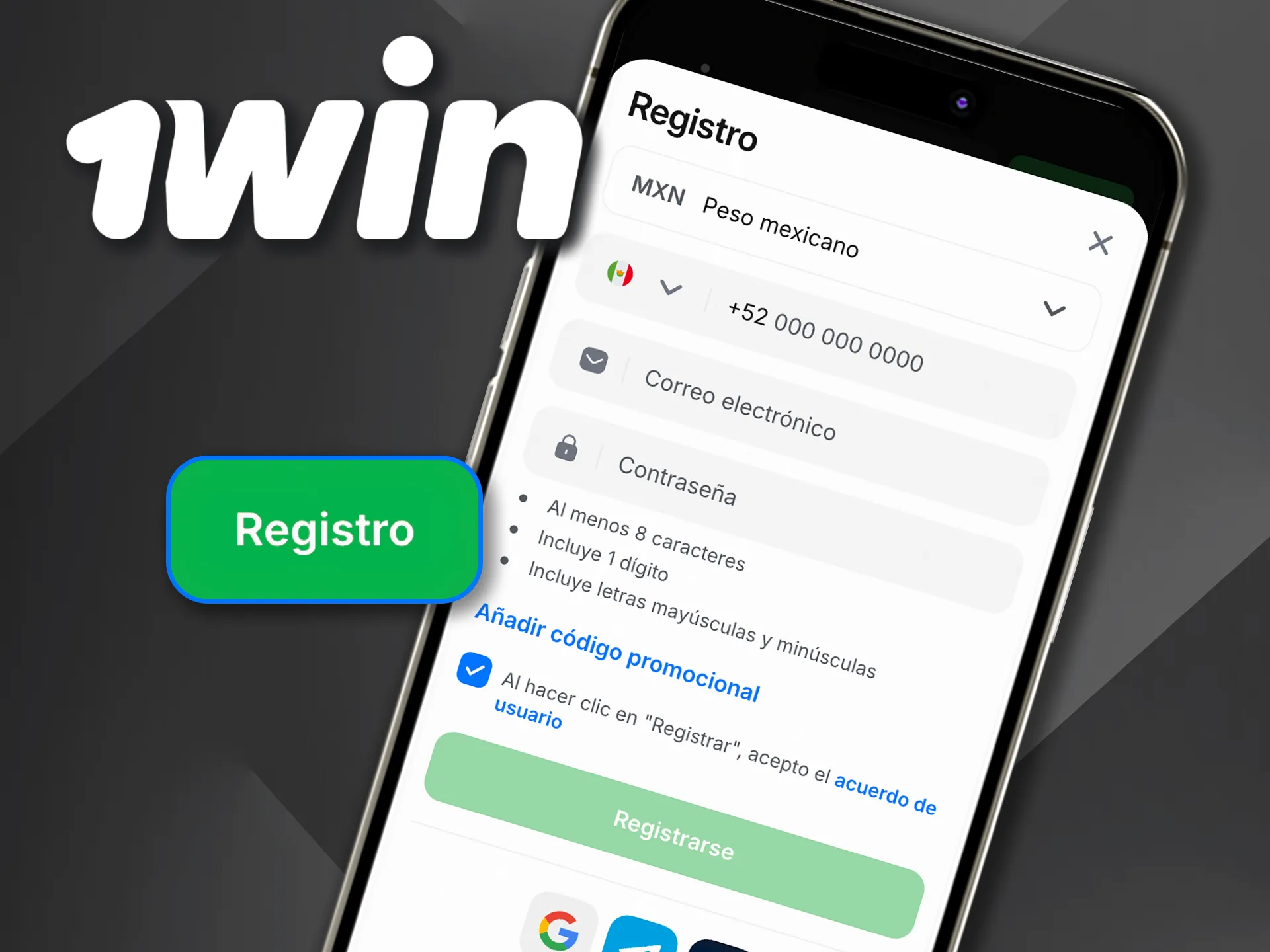 Crea tu cuenta en la aplicación 1win y comienza a jugar.