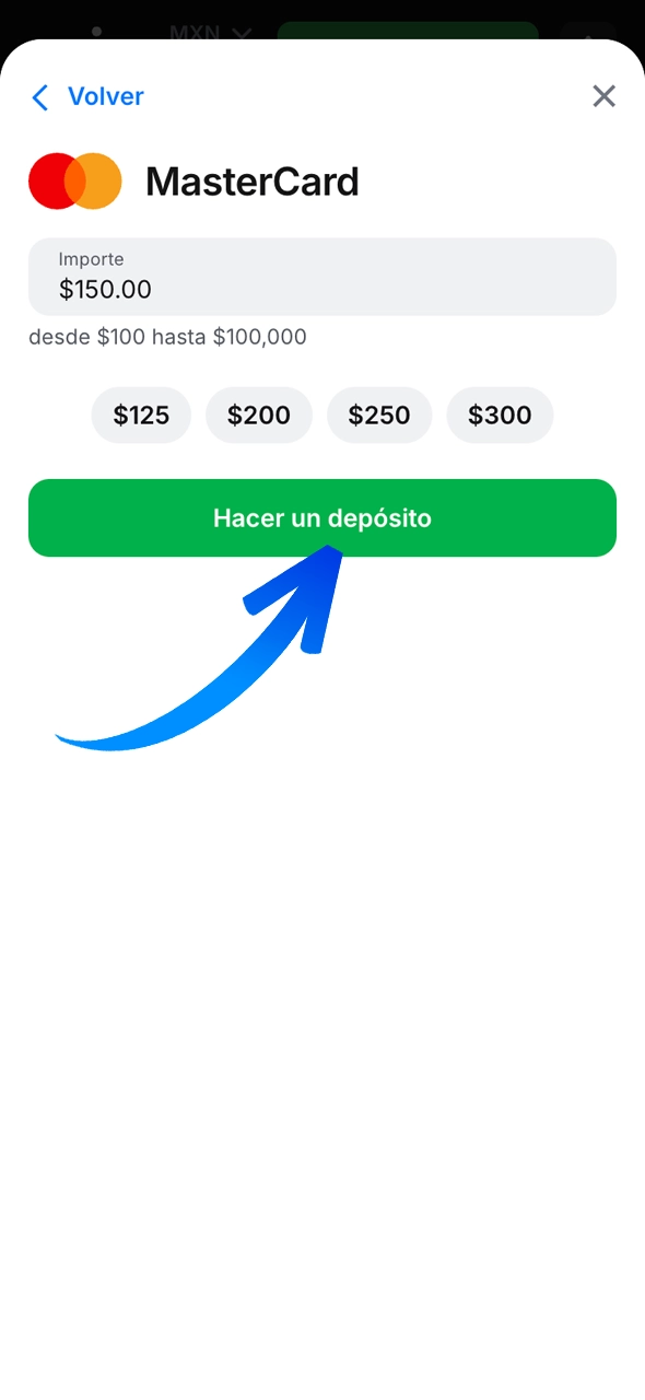 Haz un depósito de 170$ para recibir el bono de bienvenida.