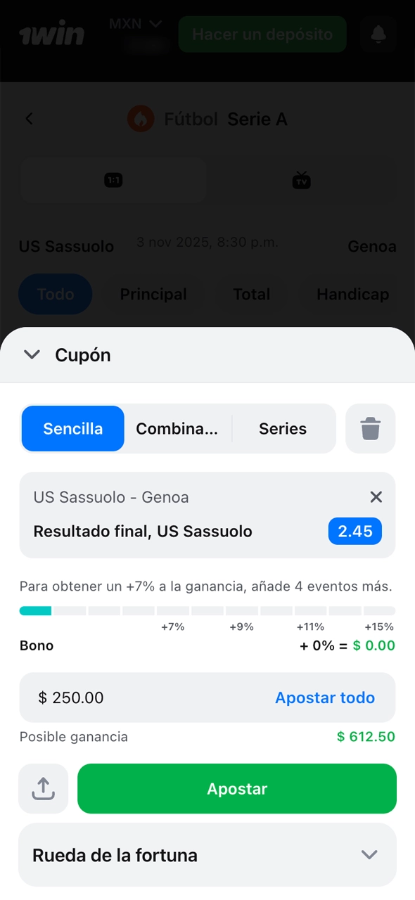 Espere a que los fondos lleguen a su cuenta y comience a apostar o jugar en el casino en línea 1win.