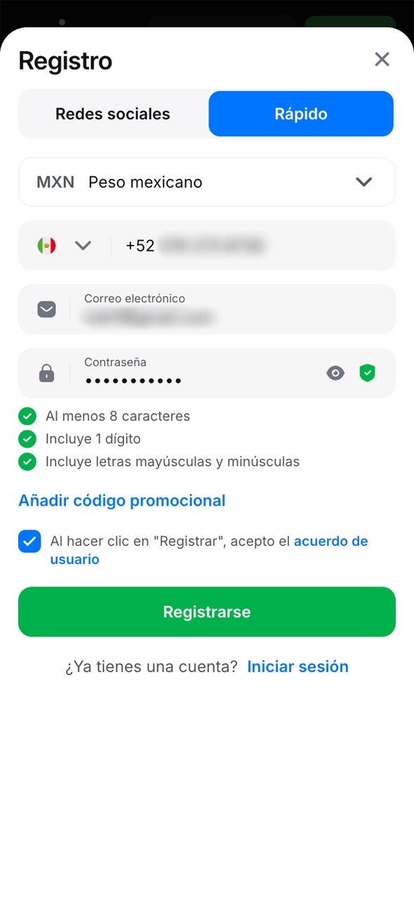 Abre el sitio web oficial de 1win y crea tu cuenta.