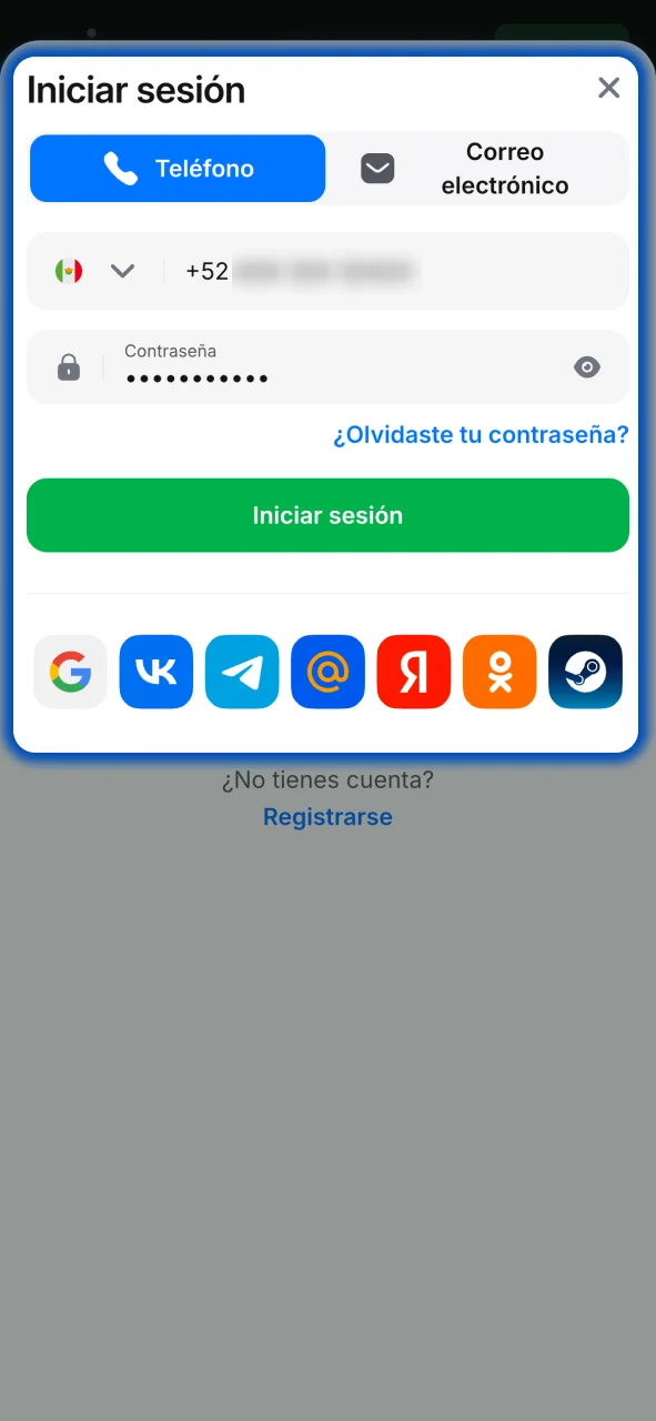 Entra a tu perfil en 1win usando tus credenciales.