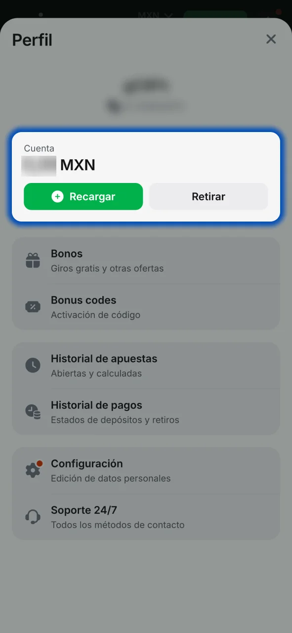 Verifica tu saldo en 1win y retira tus ganancias.